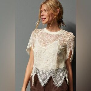 NWT Bishop + Young 
 Lace Cream Top